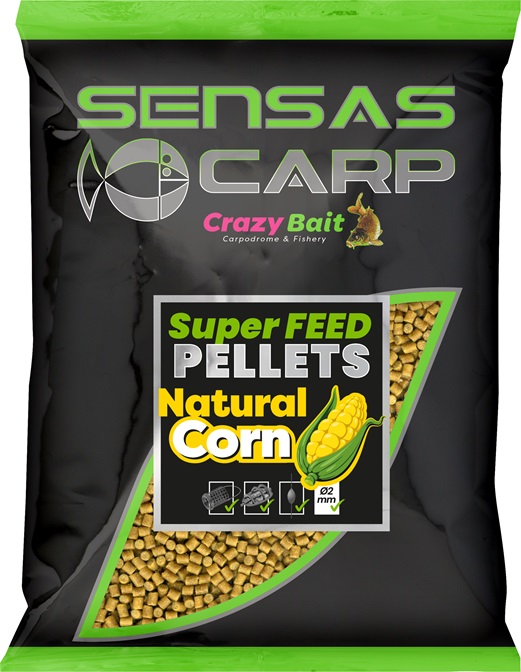 Levně Sensas pelety super feed natural corn 650 g - 2 mm