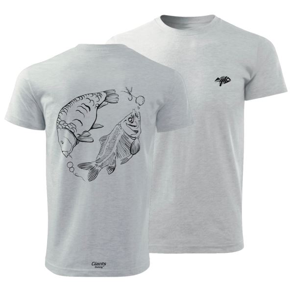 Giants Fishing Tričko Pánské Kapr s Kostrou Šedé