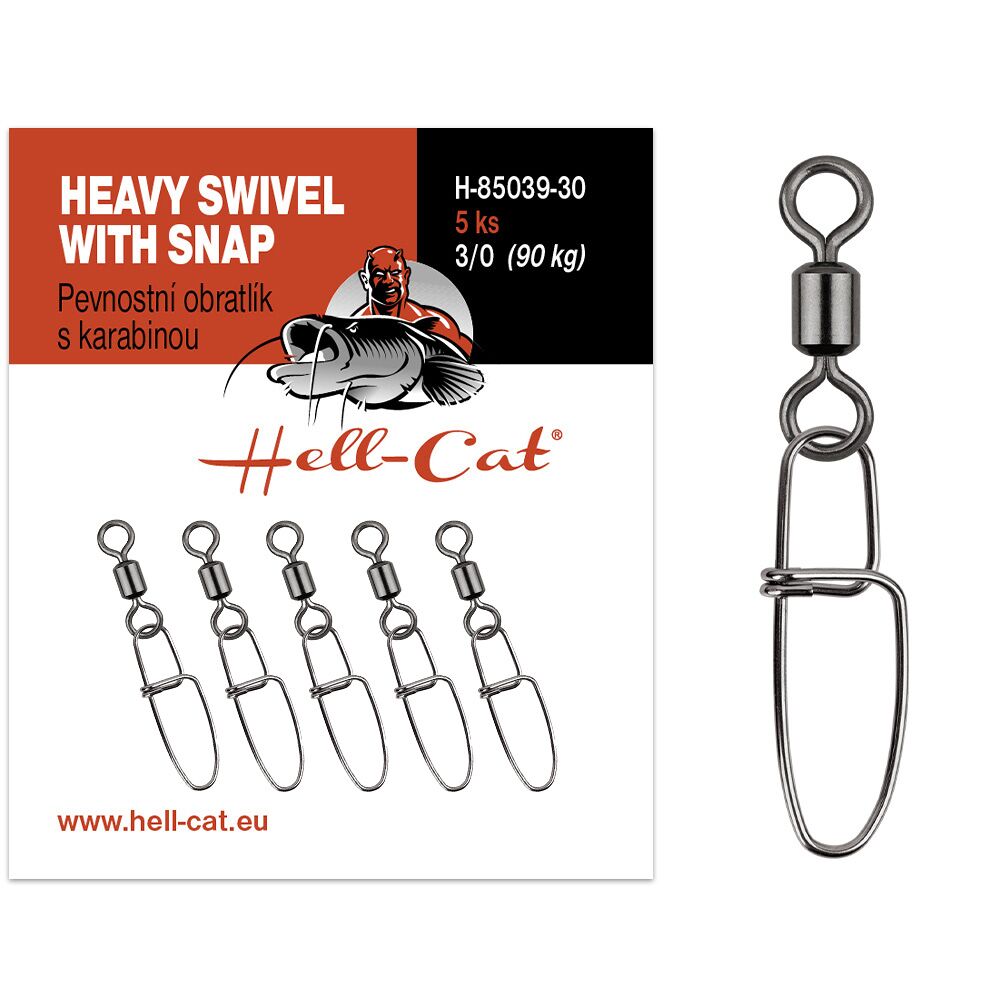 Hell-cat obratlík pevnostní s karabinou heavy swivel with snap 5 ks - velikost 2/0 nosnost 70 kg
