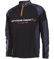 Savage Gear Tričko Tournament Gear Shirt 1/2 Zip Black INK - M