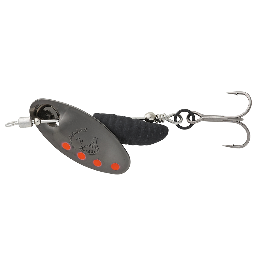 Savage gear třpytka grub spinners silver red black - #1 3,8 g