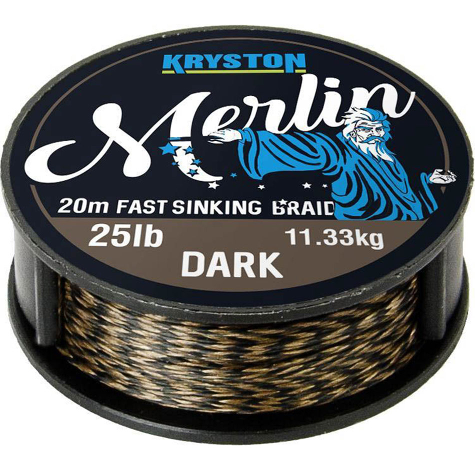 Levně Kryston návazcová šňůrka merlin fast sinking braid černá 20 m-nosnost 15 lb