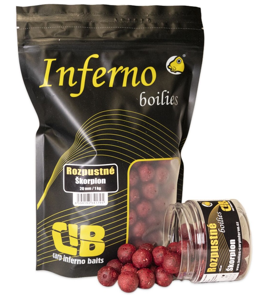 Levně Carp inferno rozpustné boilies hot line škorpion - 1 kg 20 mm