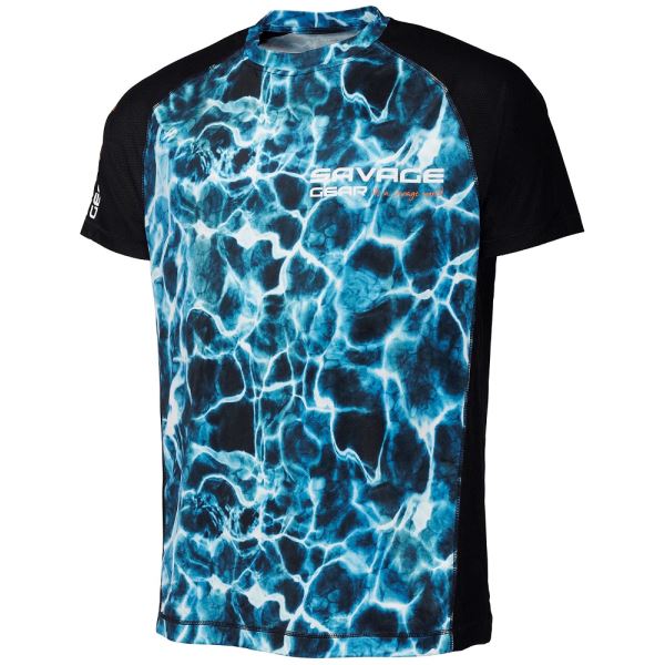 Savage Gear Tričko Marine UV T Shirt Sea Blue