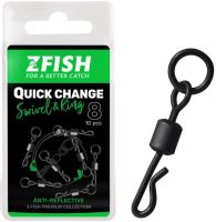 Zfish Obratlík s Kroužkem Quick Change Swivel With Ring Black Matt Vel 8