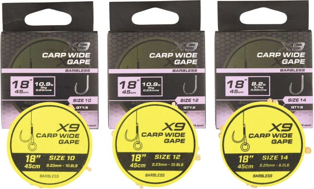 Matrix návazec x9 carp wide gape band rigs 45 cm - velikost háčku 10