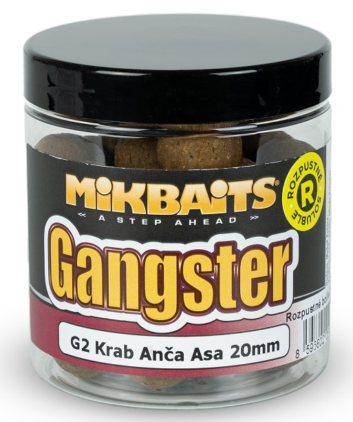 Levně Mikbaits rozpustné boilies gangster g2 krab ančovička asa 250 ml - 20 mm