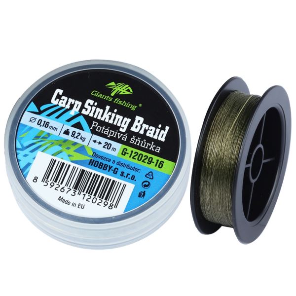 Giants Fishing Potápivá Splétaná Šňůra Carp Sinking Braid 20 m