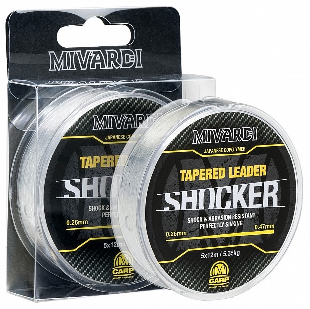 Mivardi šokový vlasec shocker tapered leader čirá 5x15 m-průměr 0,30-0,57 mm / nosnost 8,65 kg