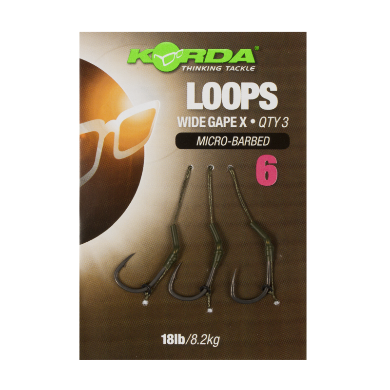 Korda hotové návazce loop rigs df wide gape barbless 8,2 kg-háček 6