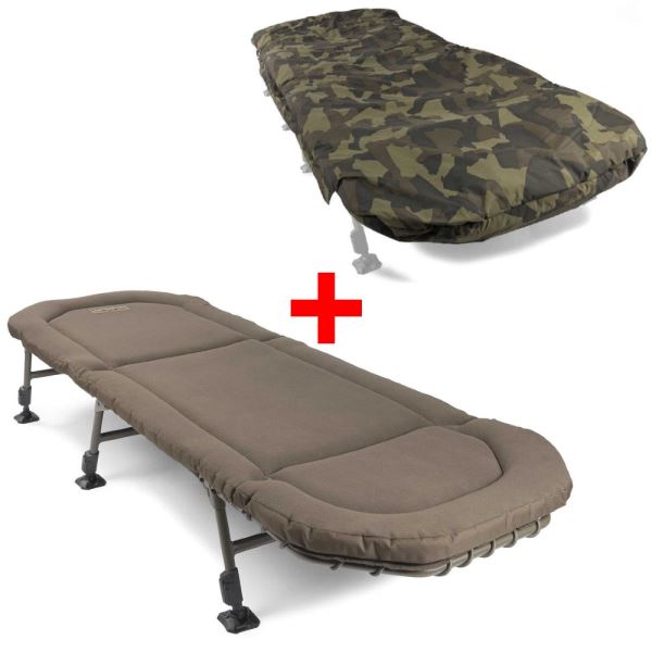Avid Carp Lehátko Benchmark LevelTech Bed + Spacák Ascent RS Camo Standard