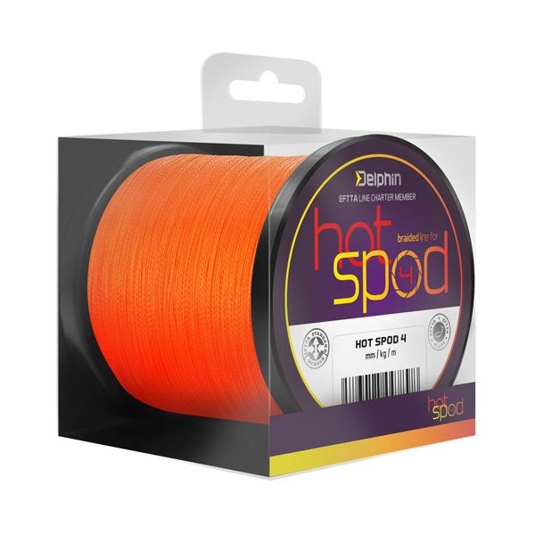 Delphin Spodová Šňůra HotSPOD 4 Oranžová 0,14 mm 9,1 kg 300 m