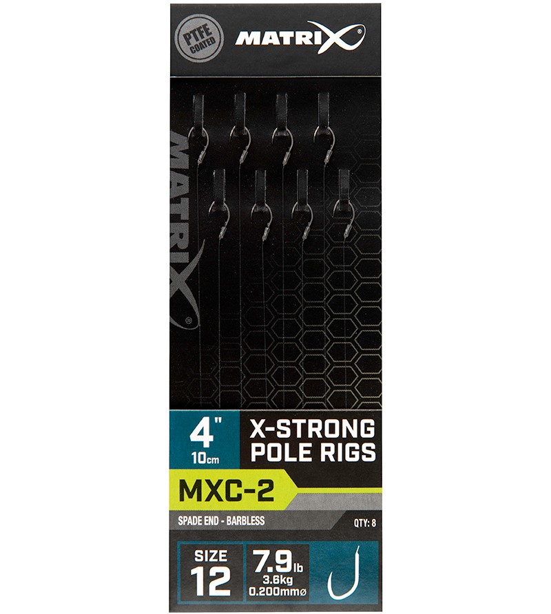 Levně Matrix návazec mxc-2 x-strong pole rig barbless 10 cm - size 12 0,20 mm