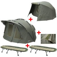 Mivardi Bivak New Dynasty + Přehoz New Dynasty + Sada Oken + 2x Lehátko Comfort XL6