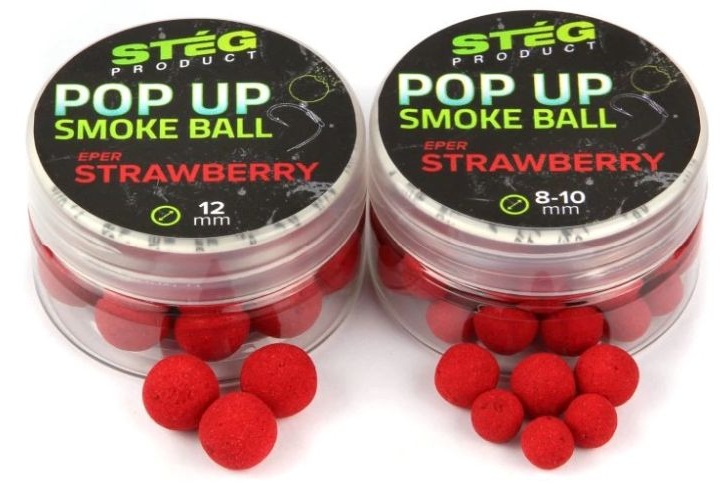 Stég plovoucí boilie pop up smoke ball 10 g 12 mm - strawberry