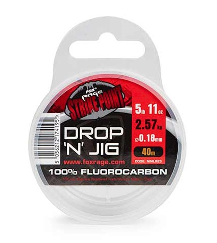 Levně Fox rage fluorocarbon strike point drop n jig line 40 m - 0,18 mm 5,67 lb
