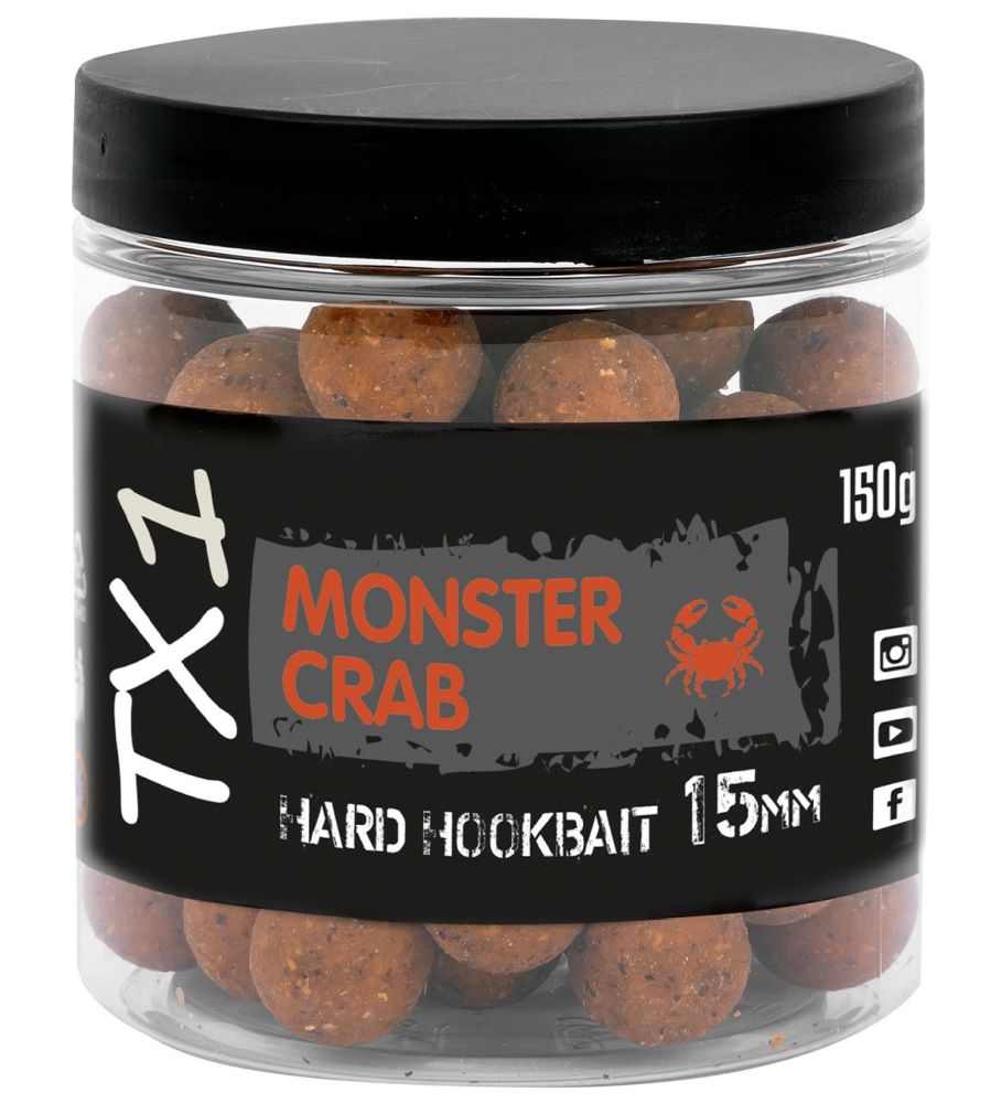 Shimano tvrzené boilies tx1 hard hookbait monster crab 150 g - 15 mm