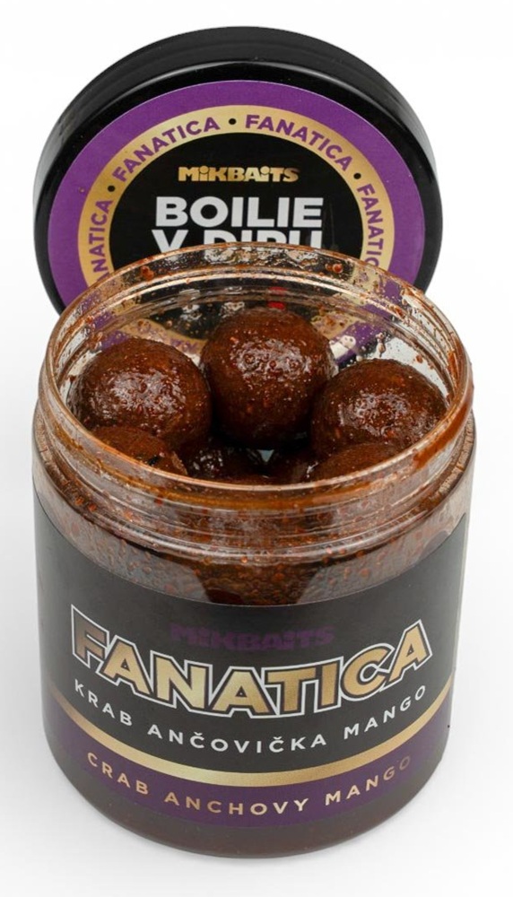 Levně Mikbaits boilie v dipu fanatica krab ančovička mango 250 ml - 20 mm