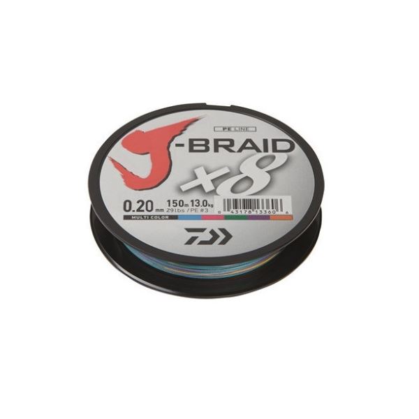 Daiwa Splétaná Šňůra J-Braid X8 Multicolor 150 m - 0,22 mm 17 kg