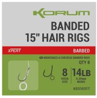 Korum Návazec Banded Hair Rigs Barbed 8 ks Délka 15" - Velikost Háčku 10
