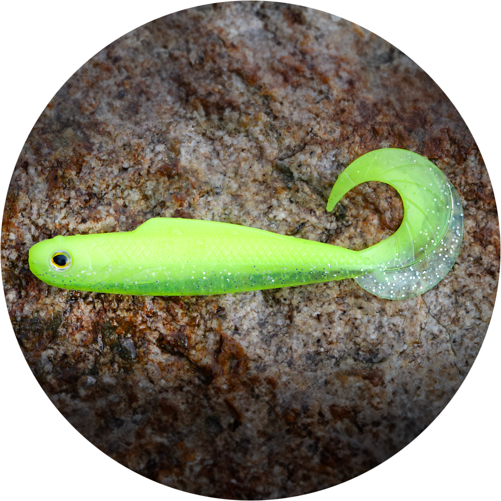 Redbass gumová nástraha twister kixter signal yellow g uv - 12,5 cm 14 g