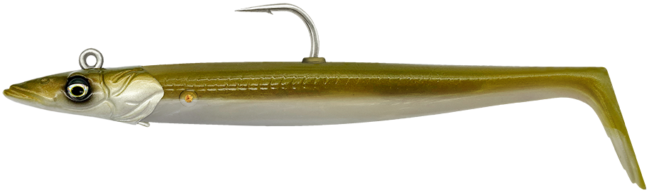 Savage gear gumová nástraha sandeel v2 sinking khaki 2+1 - 14 cm 33 g
