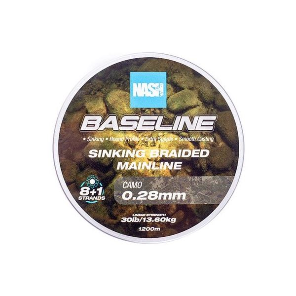 Nash Splétaná Šňůra Baseline Sinking Braid Camo 1200 m