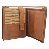 Kožená Pánská Peněženka s Ražbou Kapr Světle Hnědá (2)
