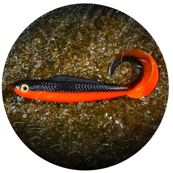 RedBass Gumová Nástraha Twister Kixter Black/Signal Orange UV COLOR - L 100 mm