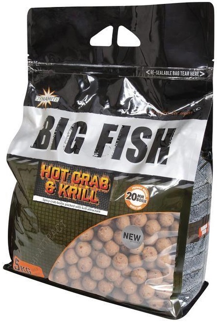 Levně Dynamite baits boilies big fish hot crab krill - 5 kg 15 mm
