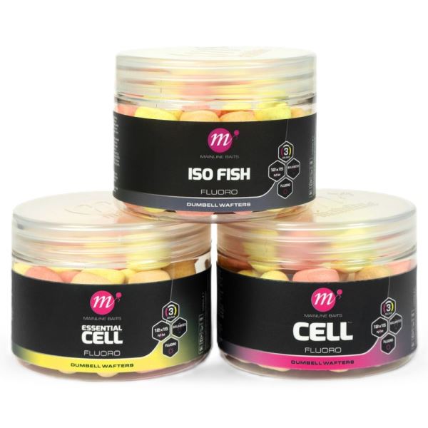 Mainline Balanced Boilie Fluoro Dumbell Wafters Pink Yellow White 12x15 mm