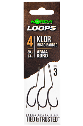 Korda hotové montáže loop rigs klor - háček 4 nosnost 30 lb