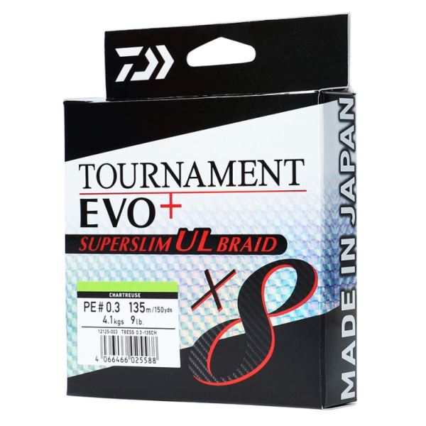 Daiwa Splétaná Šňůra Tournament X8 EVO+ Super Slim UL Braid Chartreuse 135 m