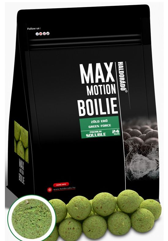 Levně Haldorádó rozpustné boilies max motion premium soluble 800 g 24 mm -green force