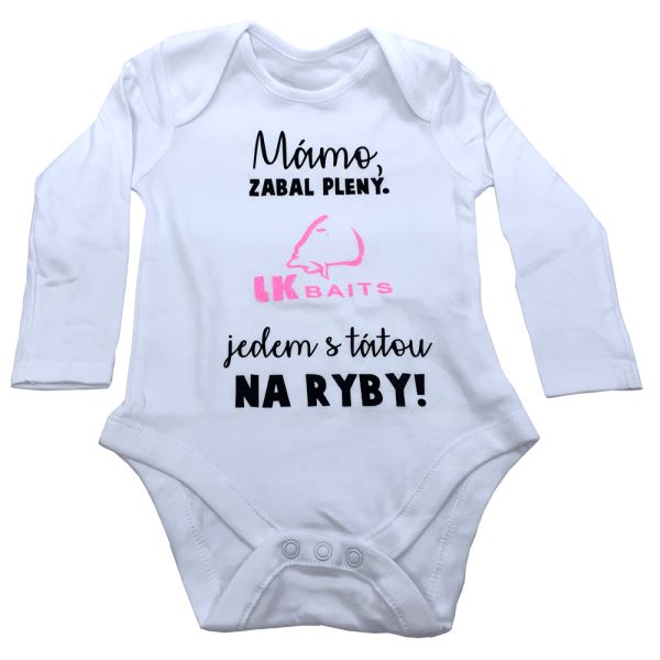 LK Baits Body Dlouhý Rukáv Mámo Zabal Pleny Růžový Nápis