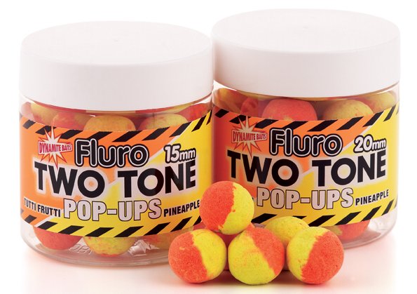Dynamite baits pop-ups fluro two tone tutti-frutti & pineapple-15 mm