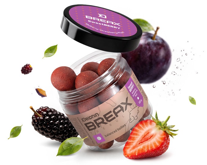 Delphin vyvážené boilies breax sweetberry moruše jahoda švestka 100 g - 20 mm
