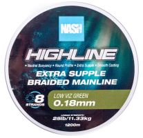 Nash Splétaná Šňůra Highline Extra Supple Braid Green 1200 m - 0,18 mm 11,3 kg
