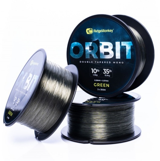 Levně Ridgemonkey vlasec orbit double tapered mono oboustranně ujímaný vlasec zelená 3x300 m - p-průměr 0,28 mm / nosnost 4,5 kg