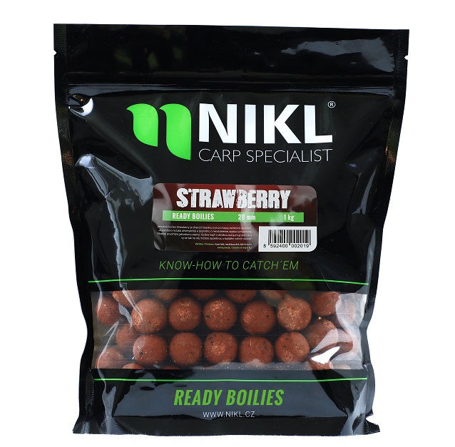 Levně Nikl hotové boilies strawberry - 1 kg 24 mm