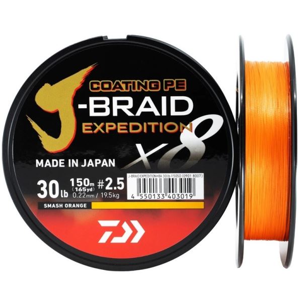 Daiwa Splétaná Šnůra J-Braid Exped. X8E 3000m smash orange