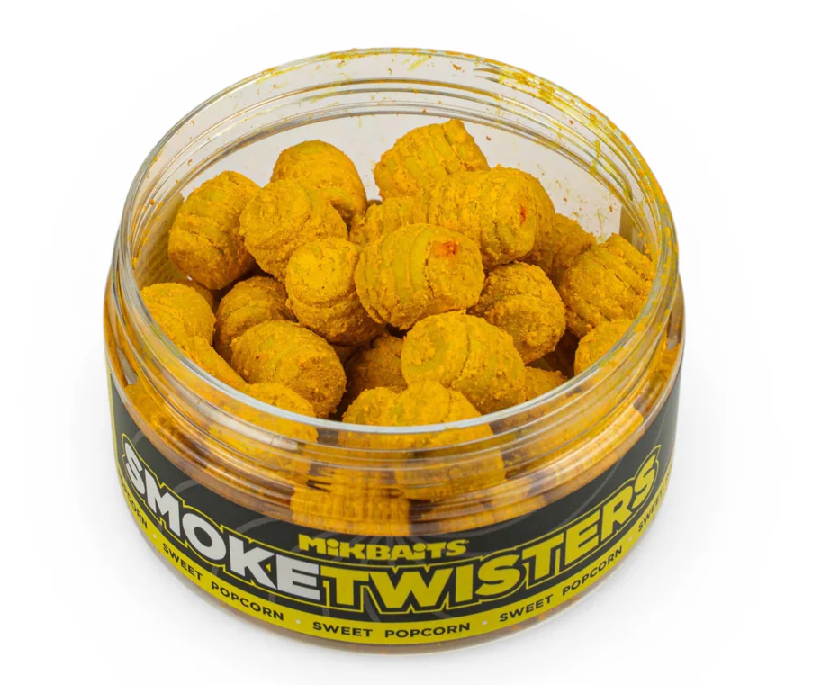 Levně Mikbaits smoke twisters barrel 100 ml 12 mm - sweet popcorn