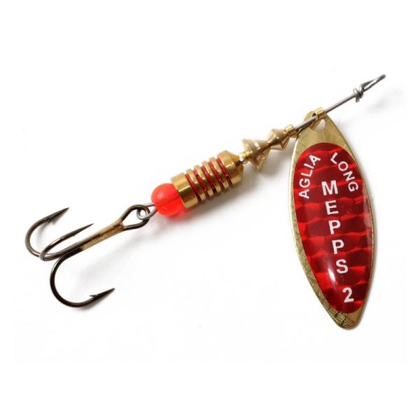 Mepps Třpytka Aglia Long Zlatá/Červená Perleť