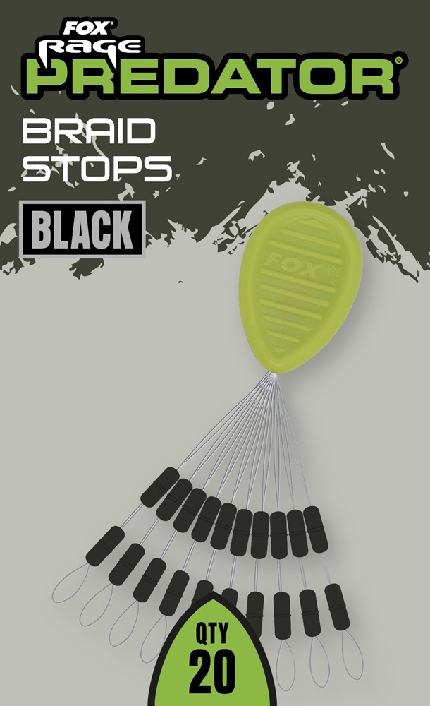 Fox rage predator zarážky braid stops black 20 ks