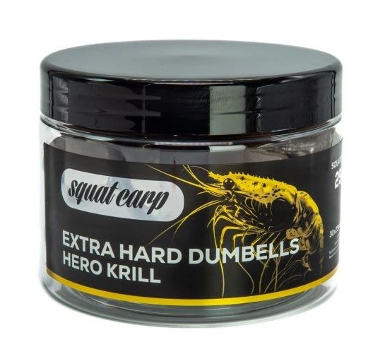 Levně Squat carp tvrzené boilies extra hard dumbells hero krill 250 g 30x25 mm