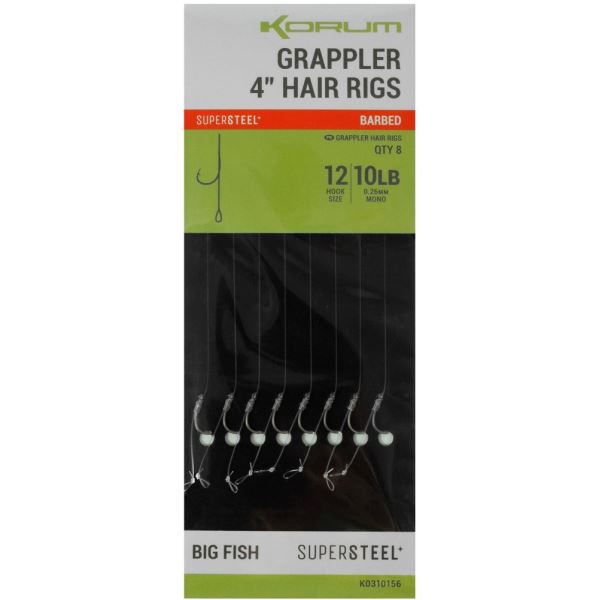 Korum Návazec Grappler 4” Hair Rigs Barbed 10 cm