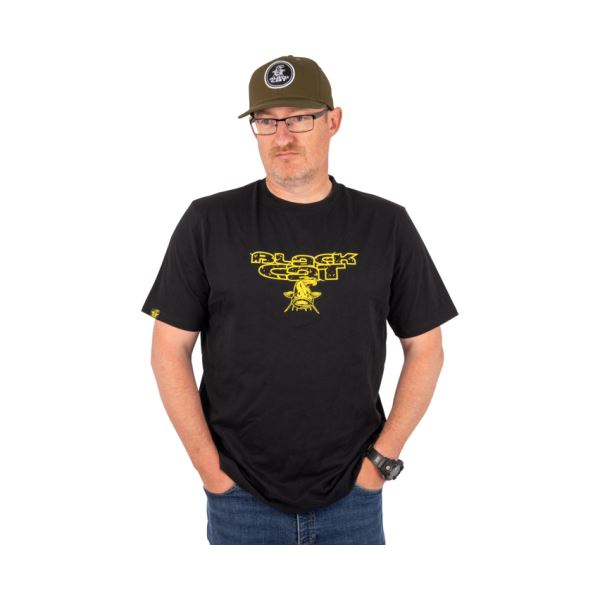 Black Cat Tričko Distressed Logo Black Tee