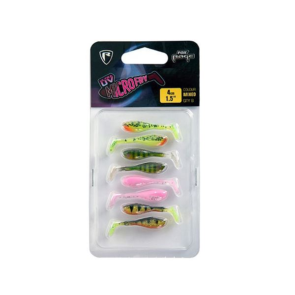 Fox Rage Gumová Nástraha UV Micro Fry Mixed Colour Pack 4 cm 8 ks