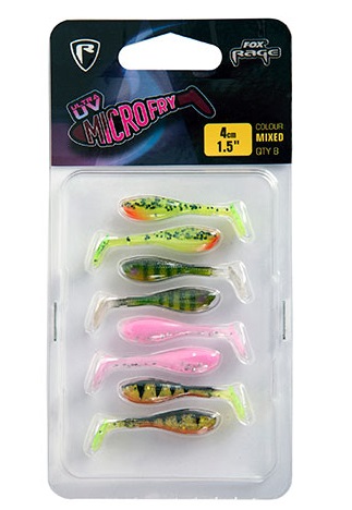 Levně Fox rage gumová nástraha uv micro fry mixed colour pack 4 cm 8 ks