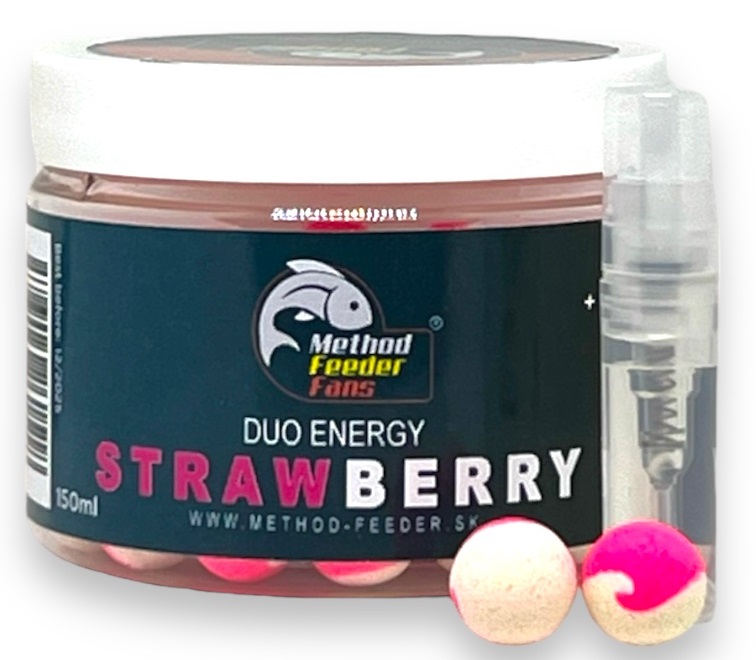 Levně Method feeder fans pop up duo energy 12 mm 150 ml + sprej esence 2 ml - jahoda